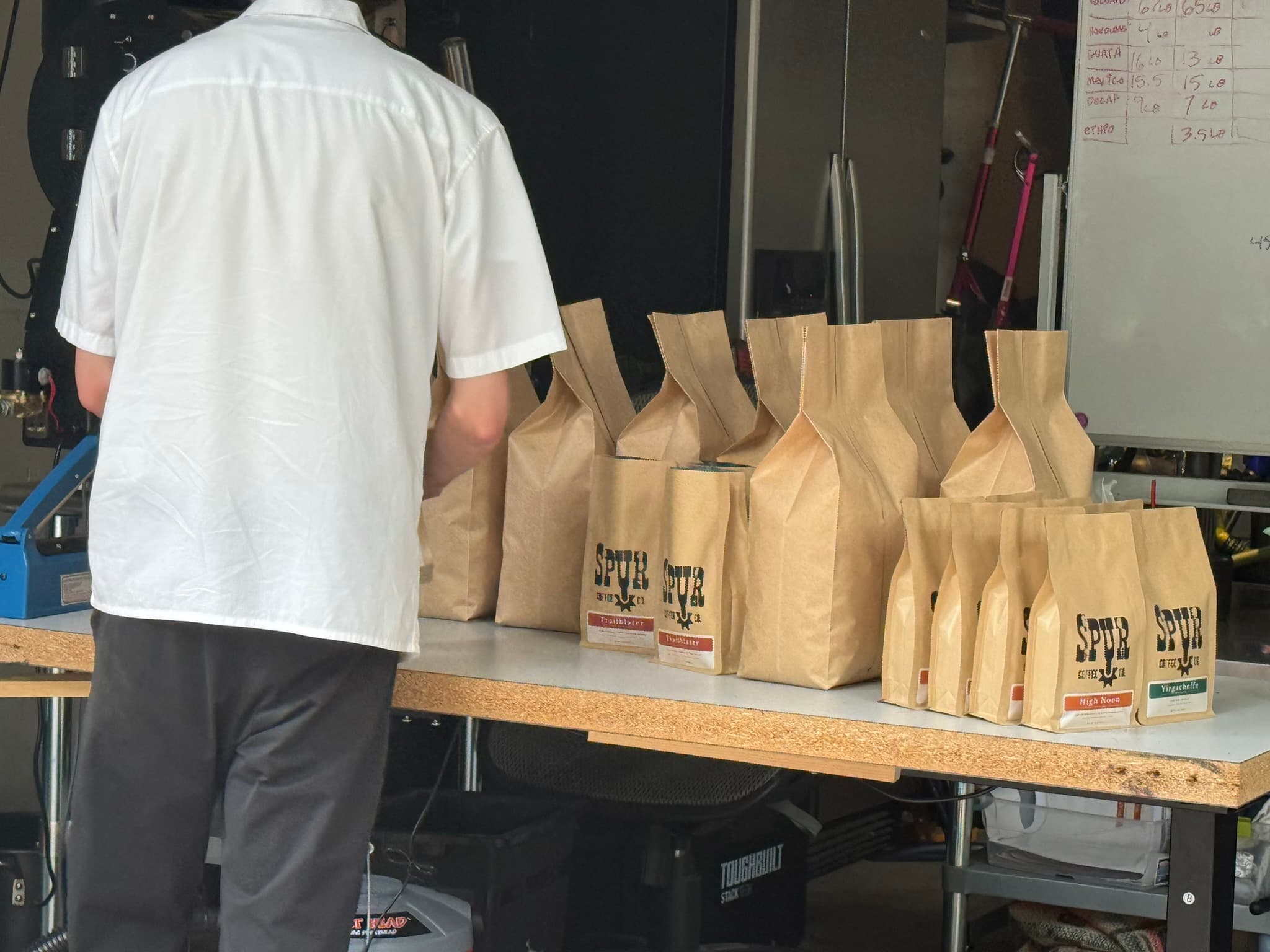 Packing orders at Spur Coffee